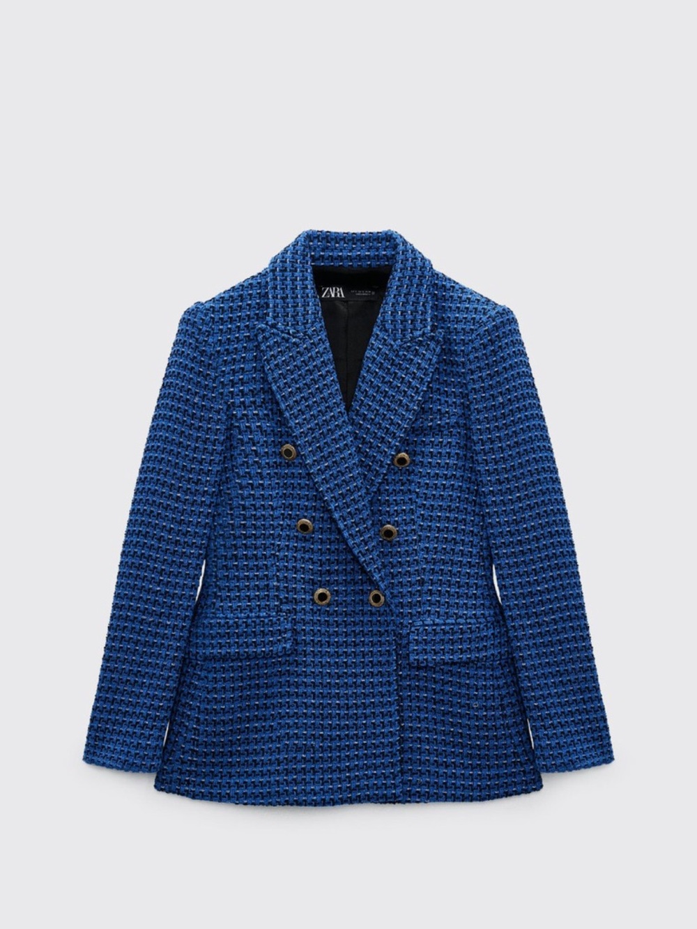 ZARA - Women’s Double-Breasted Textured Royal Blue Blazer- size XS